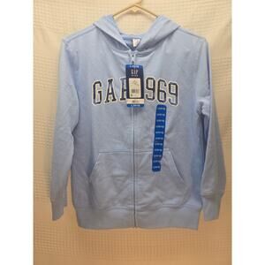 Gap Full ZIp Hoodie Sweater Light Jacket Kids Unisex Size 10/12 Blue Hooded 6811